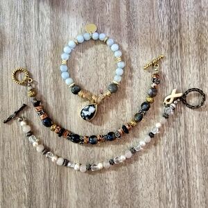 BUNDLE 3 Stone, agate, & Acrylic bead bracelets